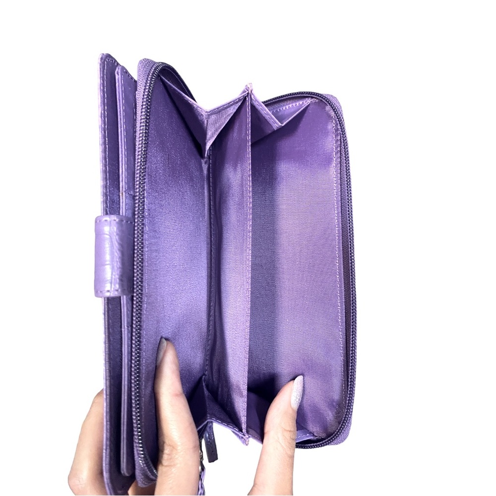 Purple croc embossed faux leather wristlet wallet - Picture 6 of 11